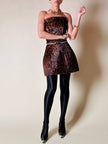 Mini abito con gonna a palloncino in cavallino leopardato