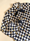 Camicia in raso di seta a scacchi con fiocco al collo “Escada”