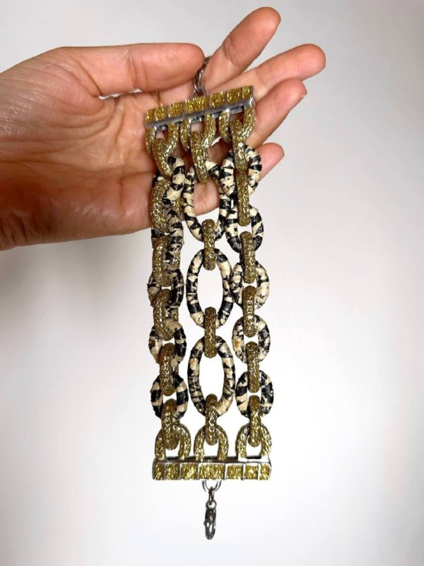 Bracciale KMO Paris multichain in metallo argento whips e glitter oro