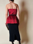 Bustier couture in seta operata rosso sangria