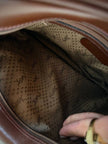 Borsa bandoulière Yves Saint Laurent in pelle marrone castagna con logo a caldo