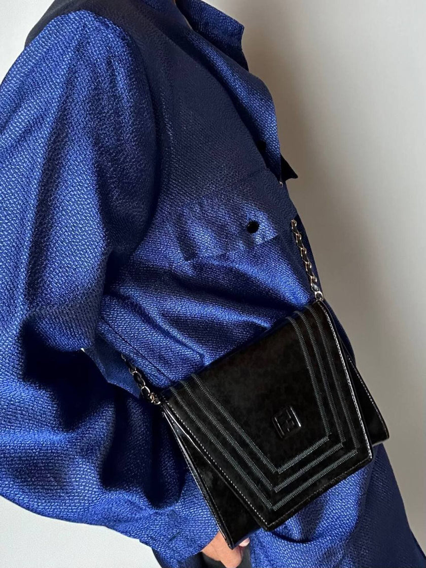 Borsa vintage Fendi con cuciture concentriche e tracolla in catena