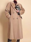 Cappotto doppiopetto in drap di lana cammello 