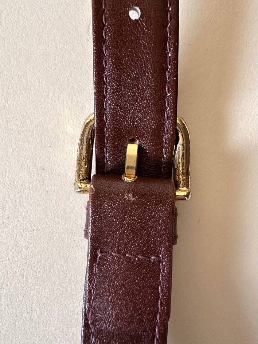 Borsa bandoulière Yves Saint Laurent in pelle marrone castagna con logo a caldo
