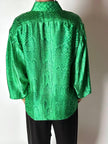 Camicia vintage sartoriale in raso di seta stampa pitone verde smeraldo