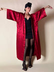 Kimono rosso bordeaux in tessuto Jacquard