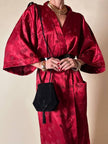Kimono rosso bordeaux in tessuto Jacquard