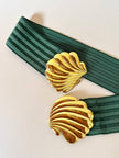 Cintura vintage in elastico verde con chiusura gioiello dorata
