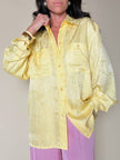 Camicia oversize in seta Jacquard giallo pastello “È Seta”