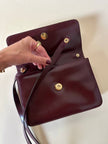 Fendissime handbag in burgundy brushed leather with gold chain jewel handle and detachable shoulder strap
