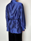 Giacca-camicia vintage in tessuto jacquard bluette