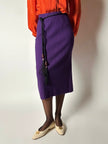 Gonna longuette Letizia De Meo in maglia viola a coste