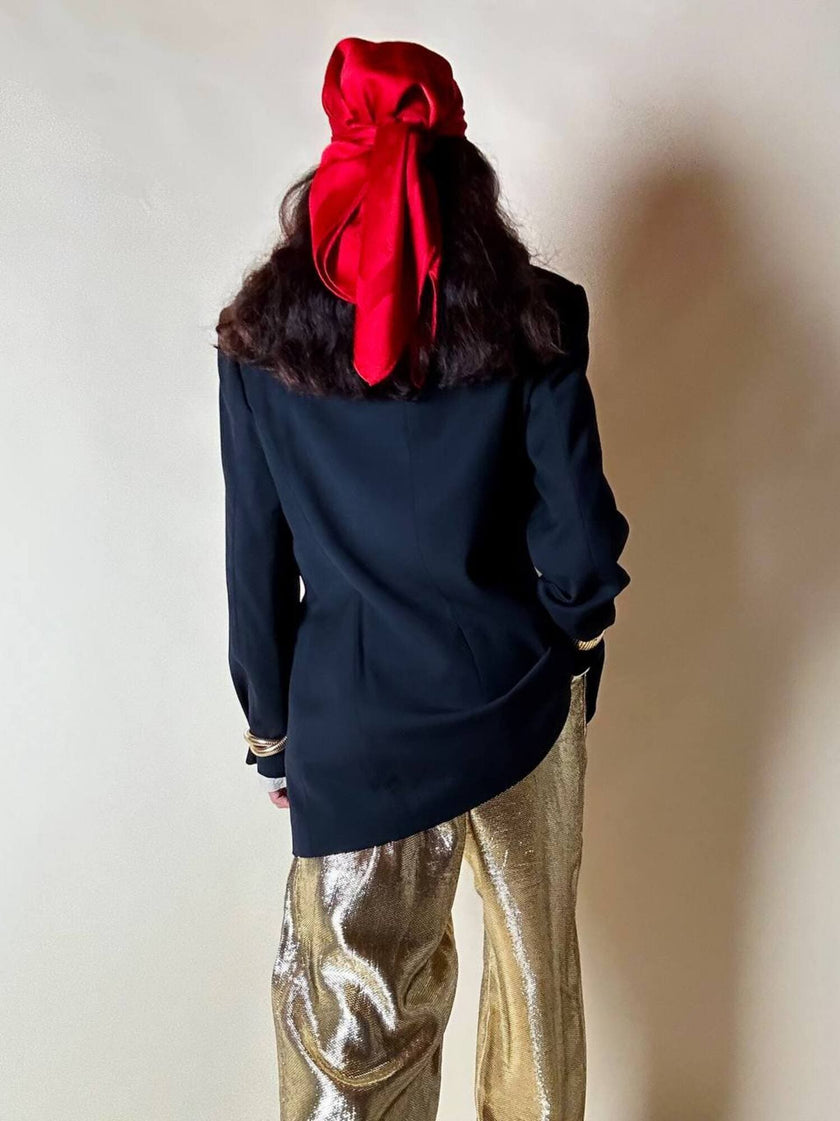 Blazer doppio petto nero con bottoni a spirale in cordino “Galanti”