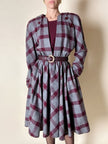 Abito Velentino Boutique in lana fantasia check grigio e bordeaux