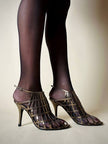 Sandali a gabbia in laminato bronzo “Yves Saint Laurent”