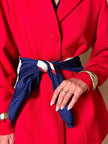 Foulard in seta bianco rosso e blu “Yves Saint Laurent”