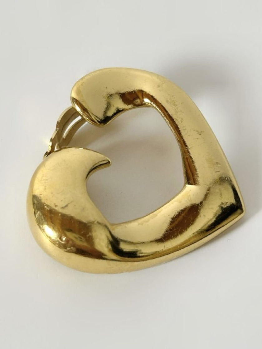 Vintage Yves Saint Laurent gold-tone metal heart-shaped clip-on earrings