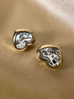 Clip dorate a forma di cuore con strass centrale