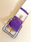 Mehrfarbiges Kleid mit abstraktem Muster in Violett und passendem Gürtel „Livio De Simone“