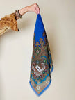 Foulard Yves Saint Laurent in lana leggera blu elettrico fantasia paisley