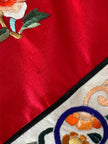 Giacca kimono vintage cinese in raso di seta rossa ricamata a mano