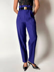 Pantalone vintage Cristina Gavioli a vita con piega in lana blu violetto