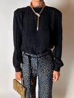Blusa vintage Valentino Miss V in seta nera goffrata