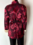 Giacca vintage in tessuto jacquard bordeaux con draghi cinesi e alamari