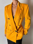 Blazer vintage Genny in cashmere giallo becco d’oca con bottoni gioiello dorati