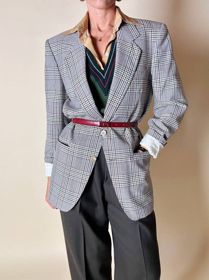 Blazer Yves Saint Laurent in rasato di lana principe di Galles