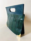 Borsa vintage Bernini in pitone e pelle verde smeraldo