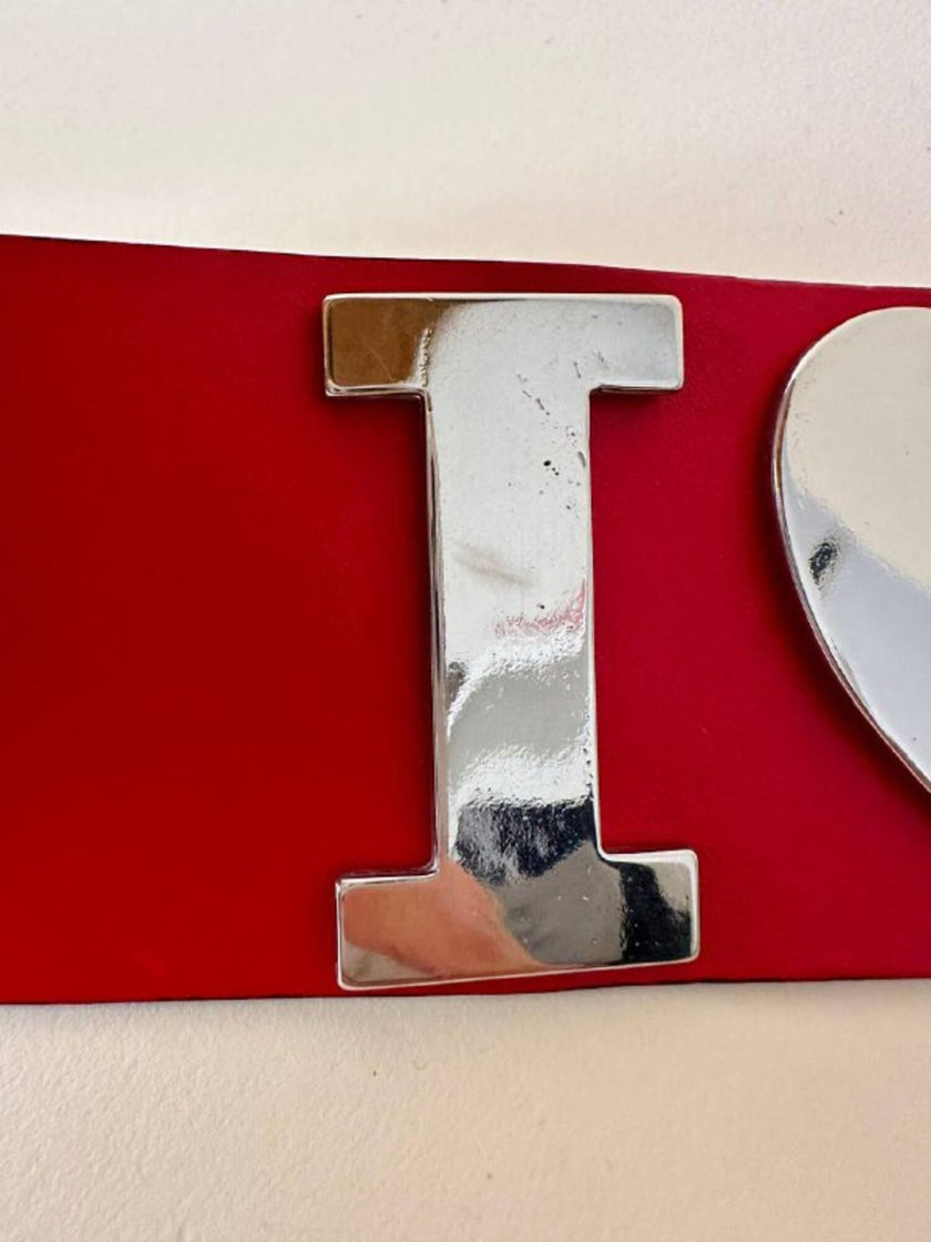 Cintura in pelle rossa I love ? “Moschino Jeans”