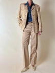 Giacca sahariana Yves Saint Laurent in lino mélange honey beige