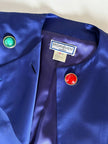 Vintage-Jacke von Yves Saint Laurent aus kobaltblauem Satin mit mehrfarbigen Schmuckknöpfen