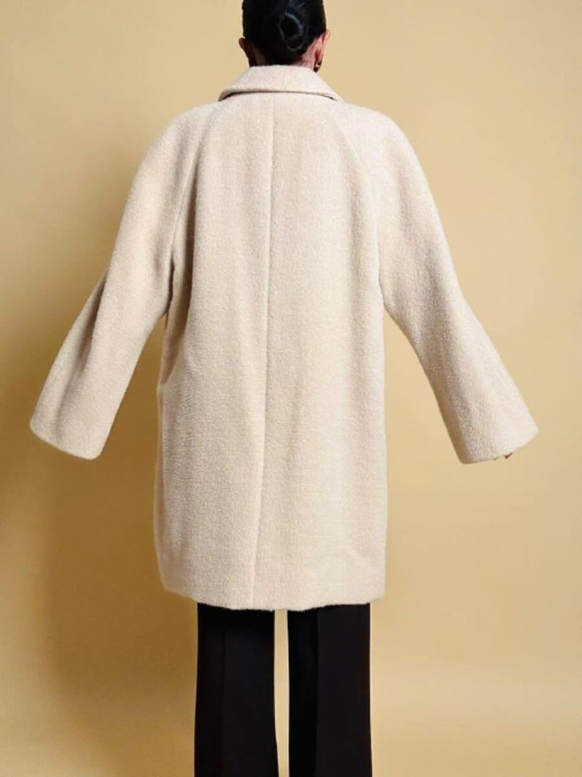 Cappotto sartoriale in lana e alpaca color panna