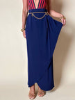 Gonna Yves Saint Laurent modello lungo a portafoglio blu oltremare