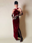 Abito lungo in velluto bordeaux “Evening Chic by Nancy Bracoloni”