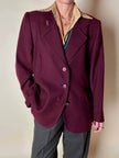 Blazer sartoriale in rasato di lana bordeaux con bottoni gioiello