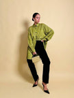 Camicia in tessuto Jaquard moiré verde acido “Marlène Laurent”