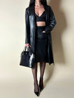 Cappotto/Robe Manteau vintage in pelle nera con spacco posteriore The Bomb