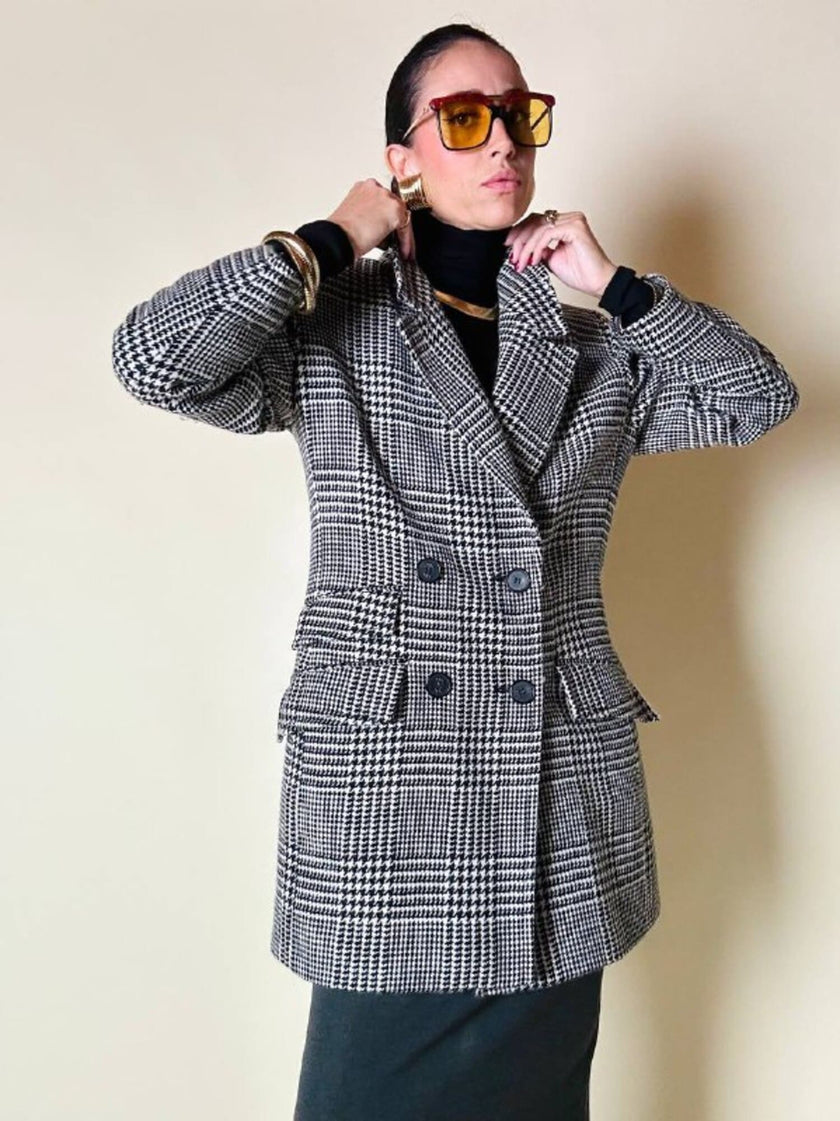Blazer doppiopetto in lana principe di Galles “Yves Saint Laurent”