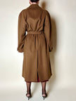 Cappotto lungo oversize in lana e cachemire cammello scuro con cintura in coordinato