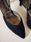 Scarpe in broccato nero con fibbie gioiello Yves Saint Laurent