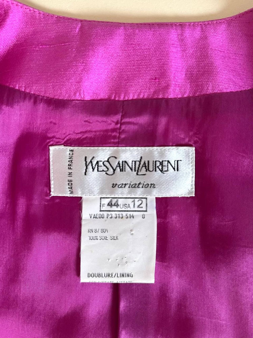 Blazer in shantung di seta ciclamino “Yves Saint Laurent”