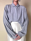 Camicia in seta Jacquard gray con logo YSL allover