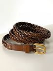 Cintura Gucci in pelle intrecciata color cuoio con fibbia oro