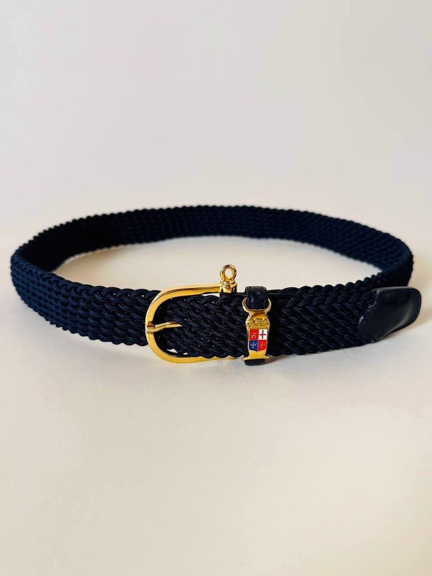 Cintura intrecciata blu navy con stemma delle Repubbliche Marinare