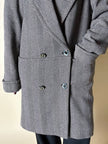 Cappotto sartoriale in lana spinata con bottoni Yves Saint Laurent