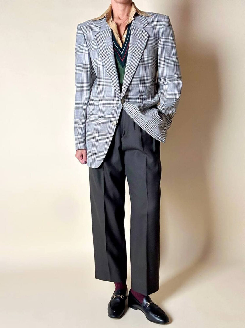 Blazer Yves Saint Laurent in rasato di lana principe di Galles
