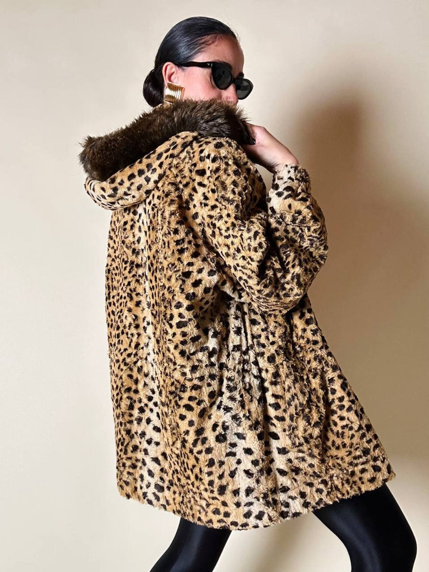 “Yves Saint Laurent” faux fur leopard print parka